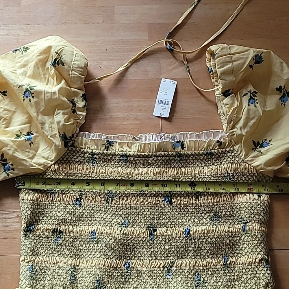 By Anthropologie Puff-Sleeve Square-Neck Smocked Mini Dress - Picture 6 of 8